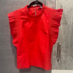 English Factor Red Poplin Top Size Small